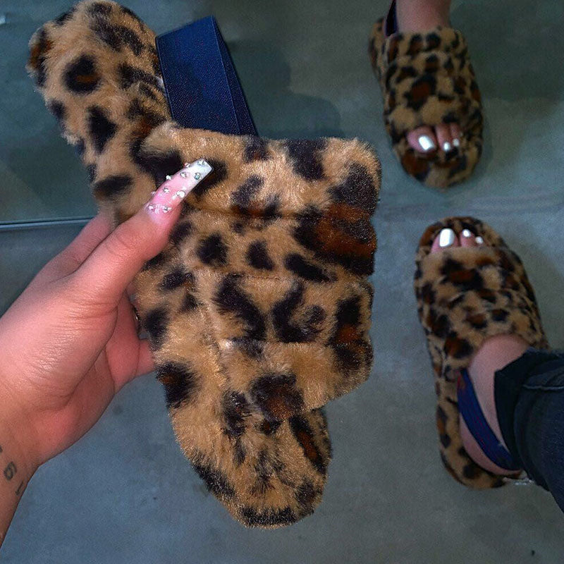 2020 Women Indoor Fur Slides Bottom Antiskid Furry Slippers Ladies Fashion Fur Slippers Pantuflas De Mujer Spring Plush Slippers